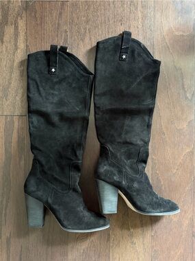Free People Southern Star Black Suede Slouch Boots